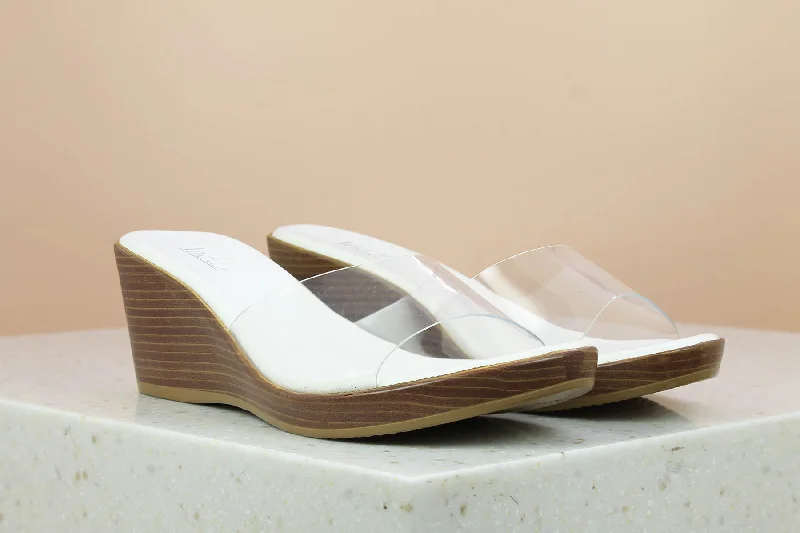 Anti - Slip Women's Sandals with a Grooved Sole in Green for Outdoor AdventuresWomen White Transparent Wedge Sandals Anti - Slip Women's Sandals with a Grooved Sole in Green for Outdoor AdventuresWomen White Transparent Wedge Sandals