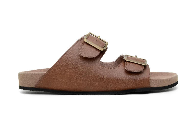 Women's Flat Slide Sandals with a Memory Foam Insole in White for All - Day ComfortTruda Sandal in Chestnut from Green Laces Women's Flat Slide Sandals with a Memory Foam Insole in White for All - Day ComfortTruda Sandal in Chestnut from Green Laces