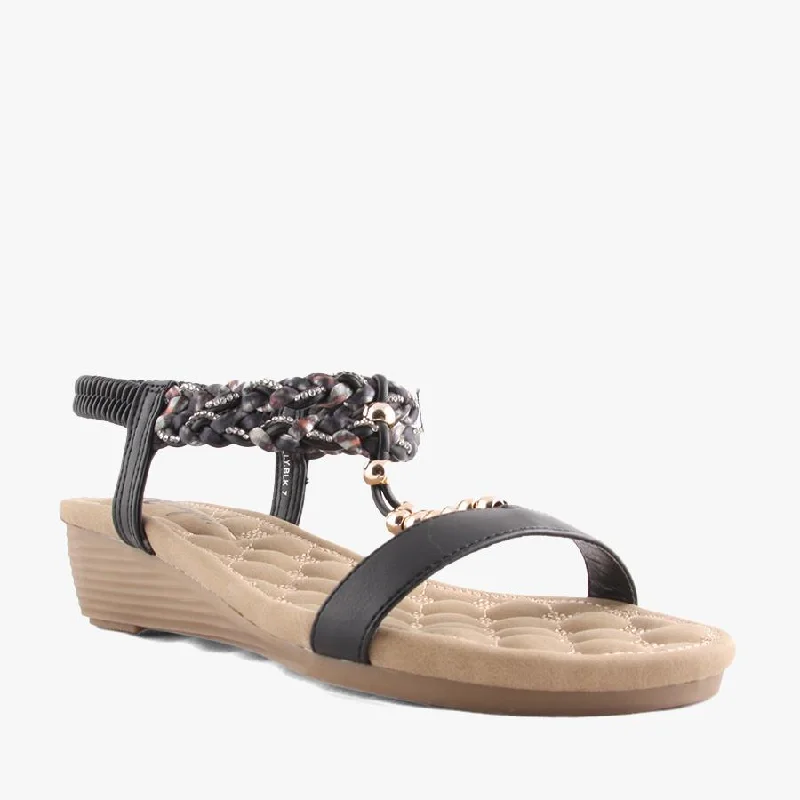 Orthopedic Women's Sandals with Arch Support in Gray for Foot HealthTULLY BLACK