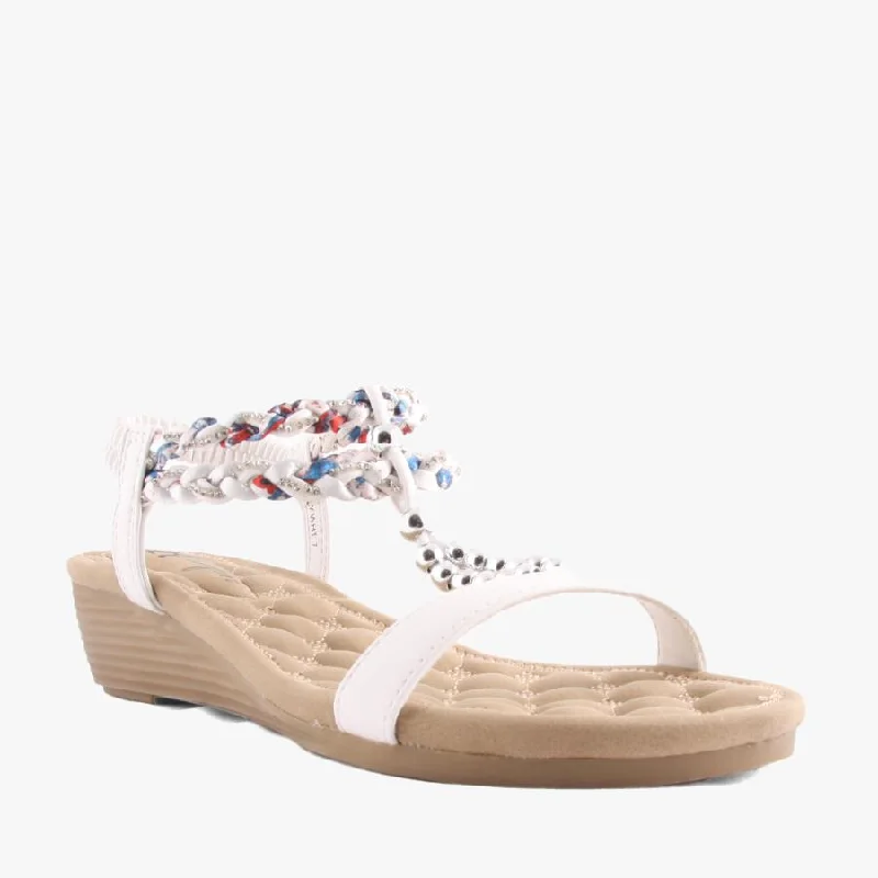 Women's Cork - Soled Espadrille Sandals with a Rope - Trimmed Upper in Navy for a Summer VibeTULLY WHITE Women's Cork - Soled Espadrille Sandals with a Rope - Trimmed Upper in Navy for a Summer VibeTULLY WHITE
