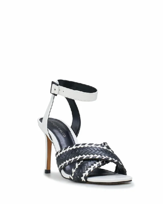 Elastic - Strap Women's Sandals with a Padded Toe in Teal for Easy On - and - OffVince Camuto AMBRINNA COCONUT CREAM BLACK/COW PARADI Elastic - Strap Women's Sandals with a Padded Toe in Teal for Easy On - and - OffVince Camuto AMBRINNA COCONUT CREAM BLACK/COW PARADI
