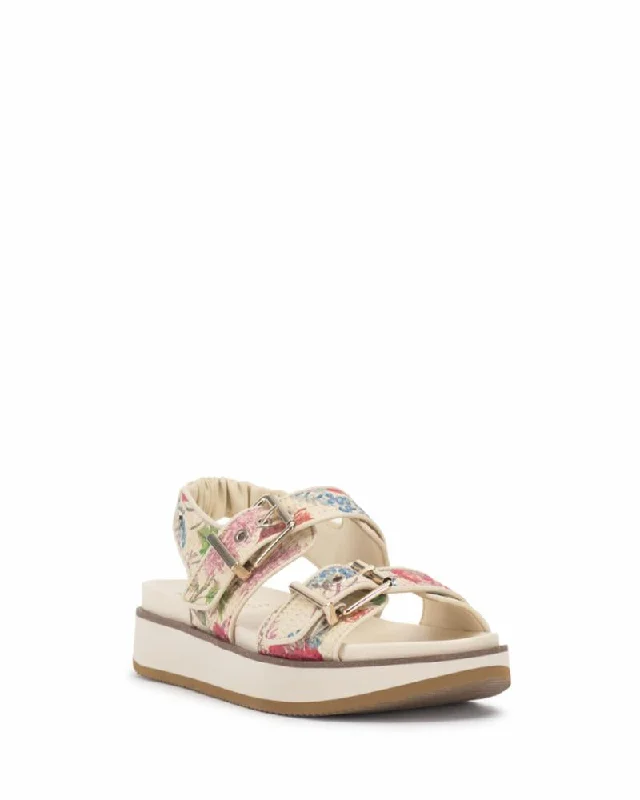 Child - Friendly Women's Sandals with a Secure Buckle in Purple for Moms on the GoVince Camuto ANIVAY FLORET GARDEN MULTI CREAMY WHI Child - Friendly Women's Sandals with a Secure Buckle in Purple for Moms on the GoVince Camuto ANIVAY FLORET GARDEN MULTI CREAMY WHI