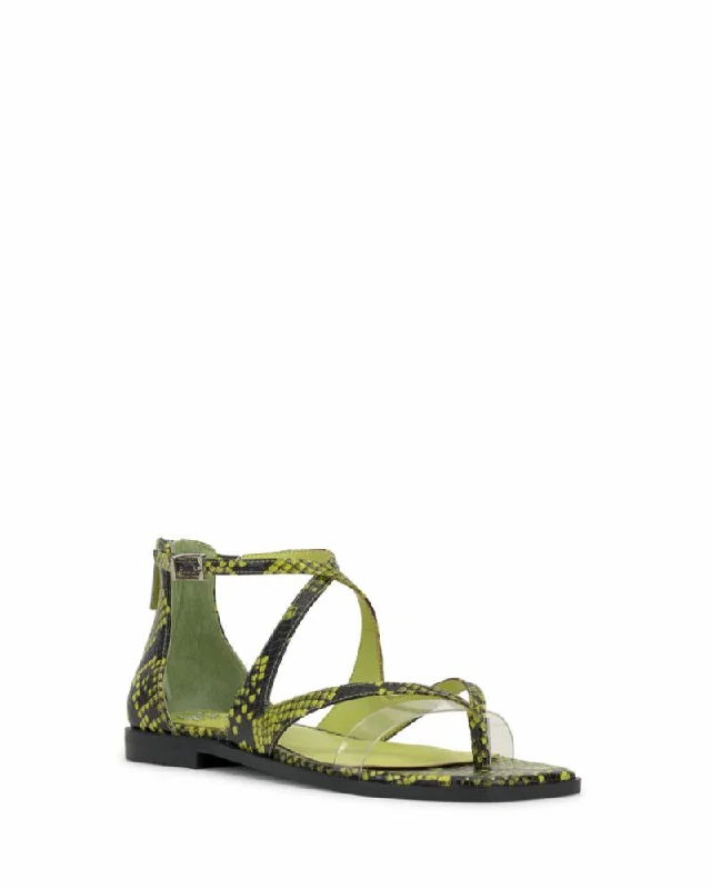 Anti - Slip Women's Sandals with a Grooved Sole in Green for Outdoor AdventuresVince Camuto LOMEEANA ACID LIME CLEAR/PYTHON PVC