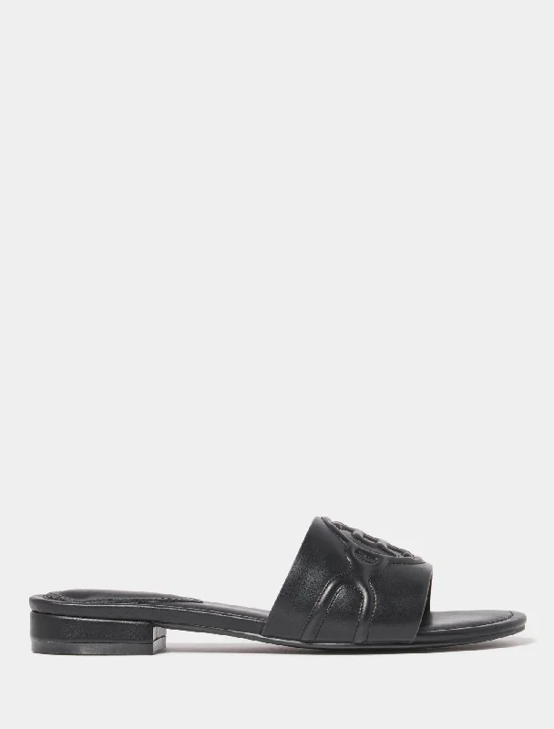 Shock - Absorbing Women's Sandals with a Soft Insole in Black for Active LifestylesWillow Logo Flat Slide Shock - Absorbing Women's Sandals with a Soft Insole in Black for Active LifestylesWillow Logo Flat Slide