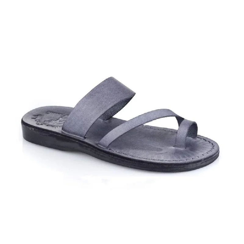 Elastic - Strap Women's Sandals with a Padded Toe in Teal for Easy On - and - OffZohar - Leather Toe Ring Sandal | Grey Elastic - Strap Women's Sandals with a Padded Toe in Teal for Easy On - and - OffZohar - Leather Toe Ring Sandal | Grey