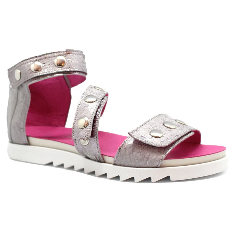 Women's Ankle - Strap Sandals with a Block Heel in Red for a Sophisticated Style Women's Ankle - Strap Sandals with a Block Heel in Red for a Sophisticated Style Child - Friendly Women's Sandals with a Secure Buckle in Purple for Moms on the GoCrete - Cracked Mirror walking sandal