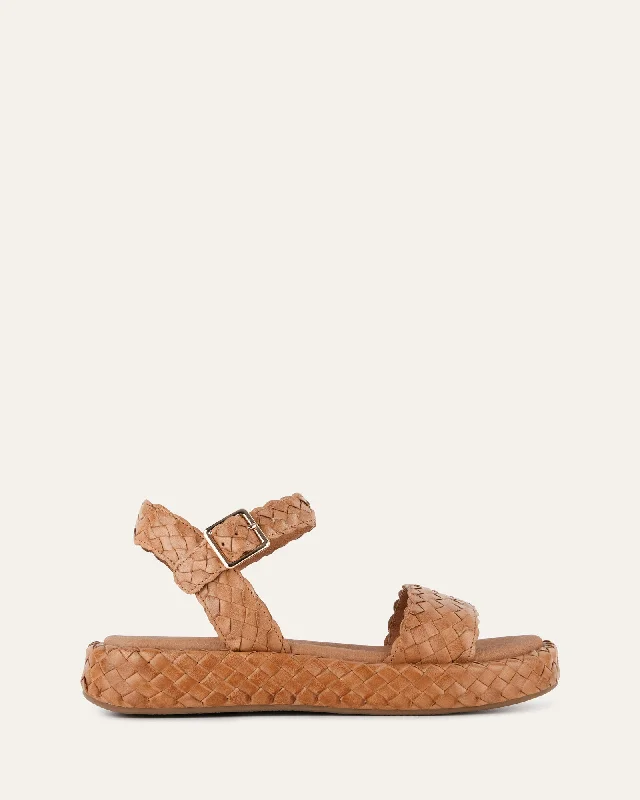 Women's Sandals with a Floral - Printed Upper in Pink for a Feminine Spring Look Women's Sandals with a Floral - Printed Upper in Pink for a Feminine Spring Look Women's Cork - Soled Espadrille Sandals with a Rope - Trimmed Upper in Navy for a Summer VibePOPPY FLAT SANDALS TAN LEATHER