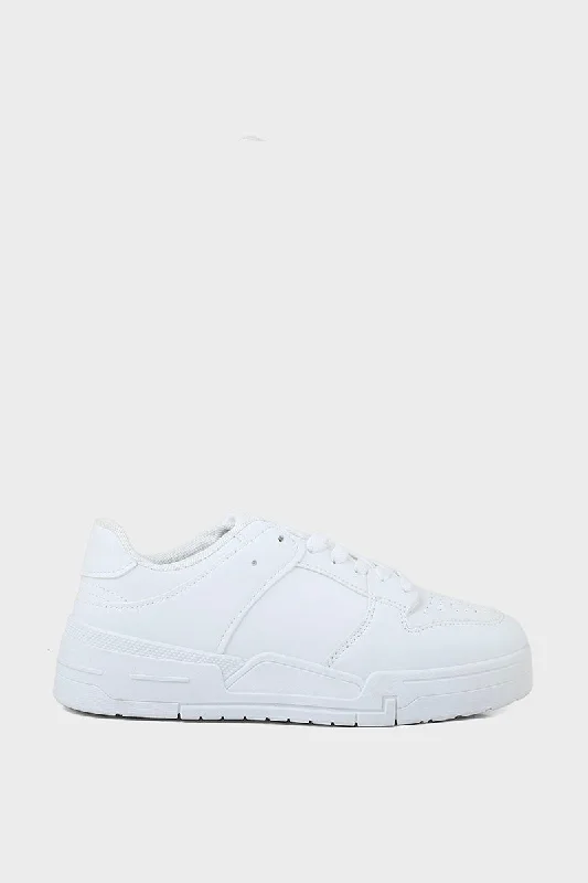 Women's junior - sized athletic shoes for teenage girls​ Casual Women Sneakers I57067-White