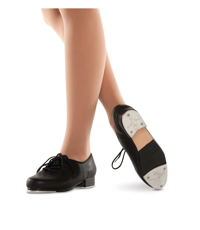 Women's athletic shoes with a reflective strip for safety in low - light​ Stretchable Canvas Jazz Dance Shoes in Black for Comfortable MovementsDanshuz Adult Slammer Lace Up Tap Shoe - 3333