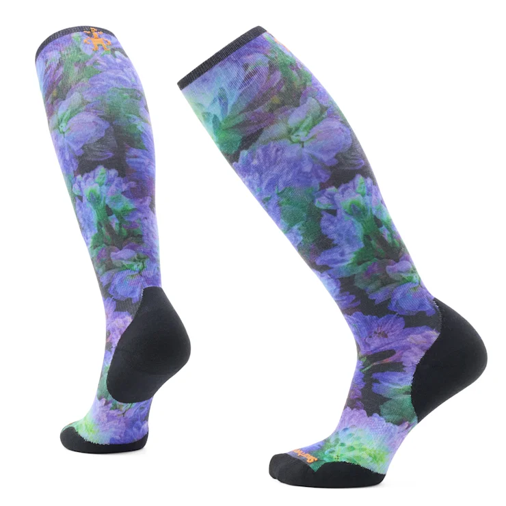 Vegan - Friendly Women's Sneakers Made from Recycled Materials for an Eco - Conscious ChoiceWomen's Ski Targeted Cushion Electric Lotus Print Otc Sock - Black Vegan - Friendly Women's Sneakers Made from Recycled Materials for an Eco - Conscious ChoiceWomen's Ski Targeted Cushion Electric Lotus Print Otc Sock - Black