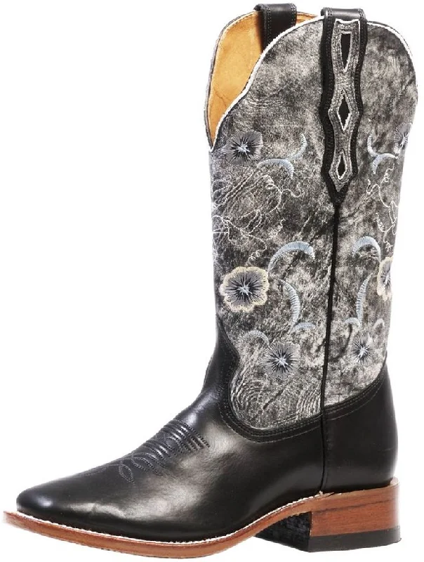 women's moto boots for winterWomen's Boulet Black Detailed Western Boot #4190