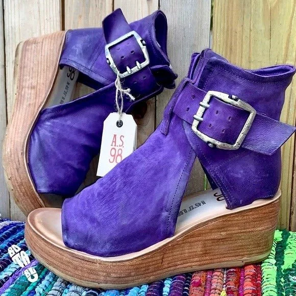 women's moto boots with unique tread patternsA.S.98 Naya Purple Leather Platform Wedge Buckle Ankle Bootie Sandals women's moto boots with unique tread patternsA.S.98 Naya Purple Leather Platform Wedge Buckle Ankle Bootie Sandals