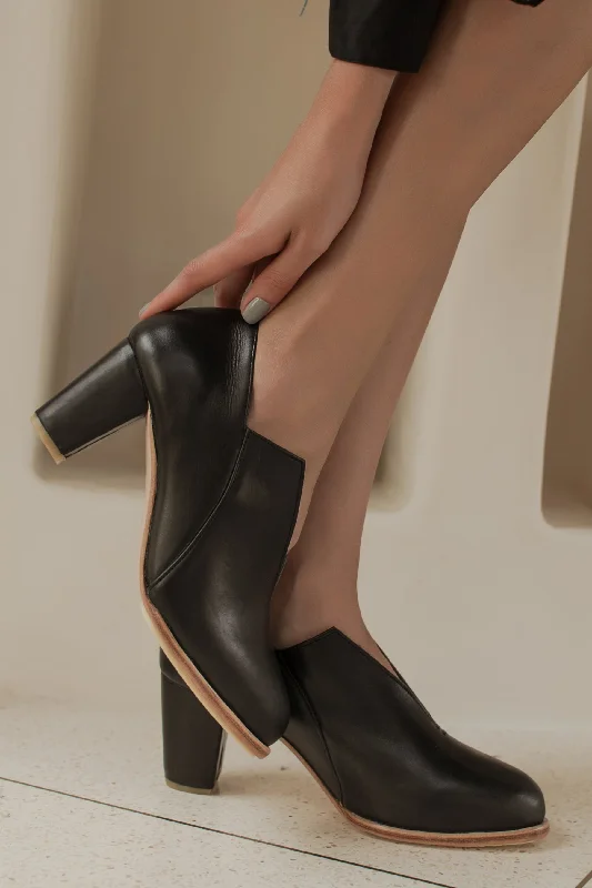 women's booties with studsAnge Leather Heel Booties