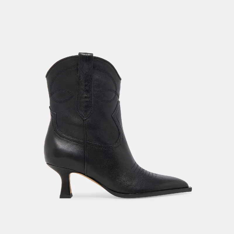 women's booties with western vibeANGEL BOOTIES BLACK LEATHER