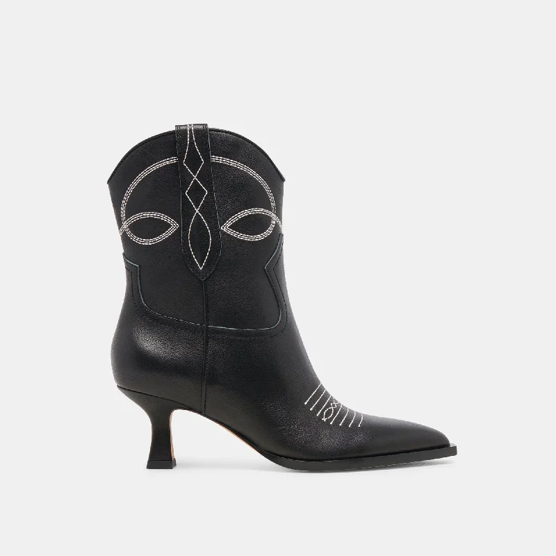 women's booties with elastic sidesANGEL BOOTIES BLACK WHITE LEATHER