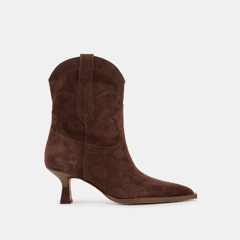 women's suede bootiesANGEL BOOTIES DK BROWN SUEDE