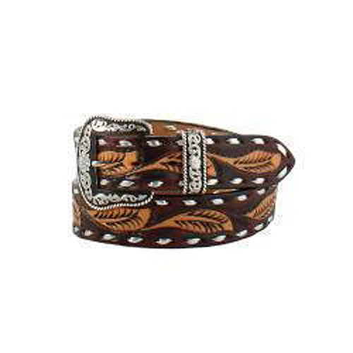 women's western boots for line dancingAngel Ranch Maroon/Tan Feather Tooled Belt with Buck Lace Stitching women's western boots for line dancingAngel Ranch Maroon/Tan Feather Tooled Belt with Buck Lace Stitching