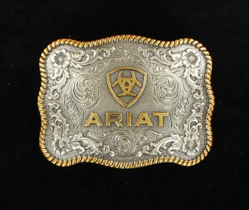 women's western boots for line dancingAriat Antique Silver and Gold Belt Buckle