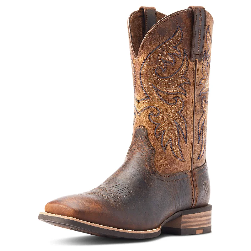 women's snake print western bootsAriat Bartop Brown Broad Square Toe Slingshot Western Boots for Men