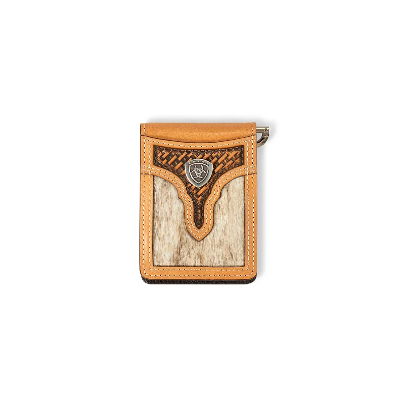 women's combat-style moto bootsAriat Calf Hair Underlaid Money Clip Wallet
