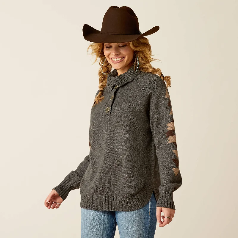 women's western boots for line dancingAriat Ladies Heather Grey Madison Sweater with Southwest Pattern on Sleeves women's western boots for line dancingAriat Ladies Heather Grey Madison Sweater with Southwest Pattern on Sleeves