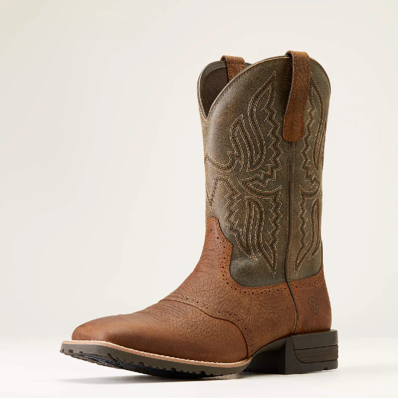 women's leather moto boots with bucklesAriat Men's Brown Hybrid Ranchway Broad Square Toe Western Boots