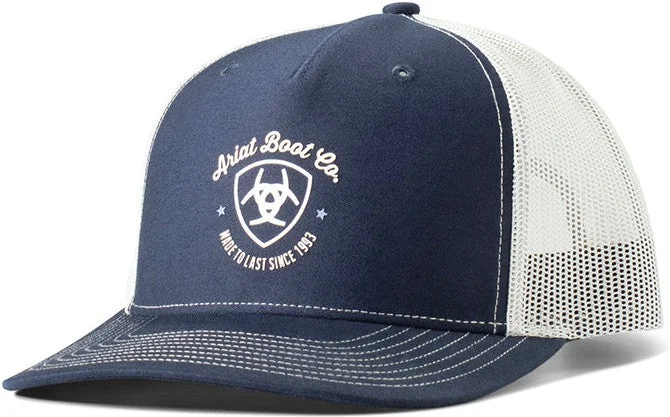 women's cowboy boots with slouchy lookAriat Printed Logo Navy Hat