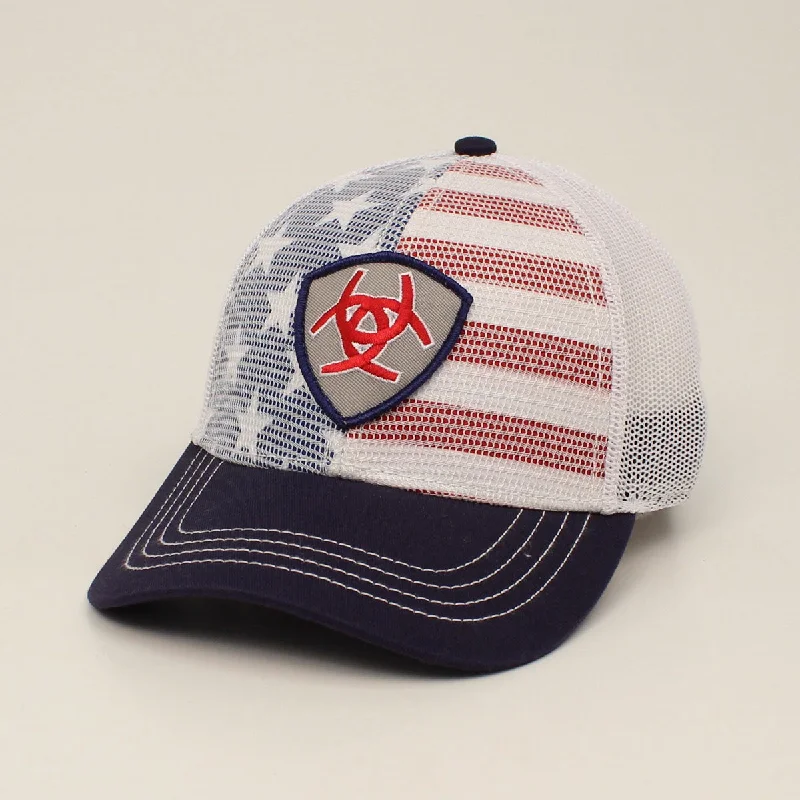 women's western boots with block heelAriat USA Flag Print Ballcap with Mesh Overlay