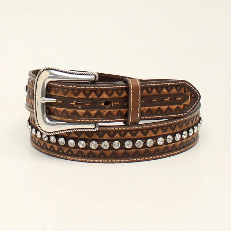 women's western boots for everyday wearAriat Women's Zig Zag Pattern Leather Belt