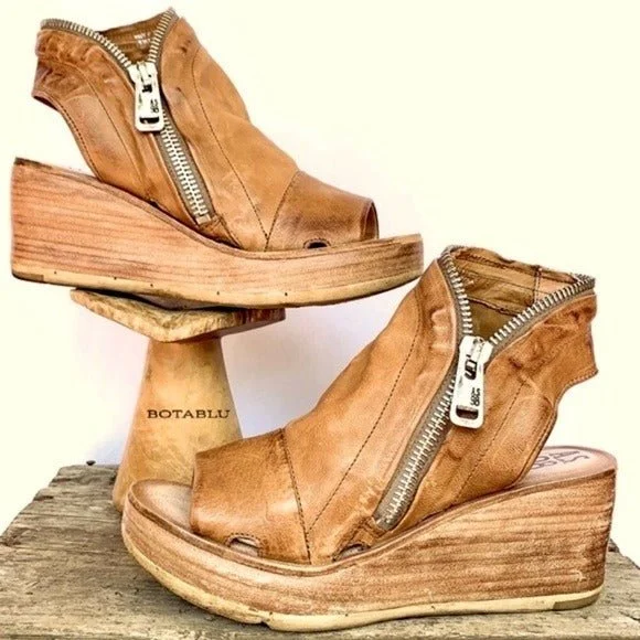 women's moto boots for street styleA.S.98 Naylor Wedge Platform Camel Tan Leather Zippered Sandals women's moto boots for street styleA.S.98 Naylor Wedge Platform Camel Tan Leather Zippered Sandals