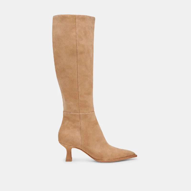 women's booties with velvetAUGGIE BOOTS CAMEL SUEDE