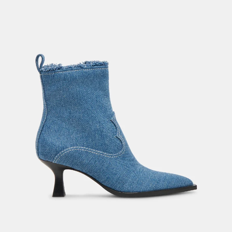 women's booties with velvetAUSTIN BOOTS BLUE DENIM