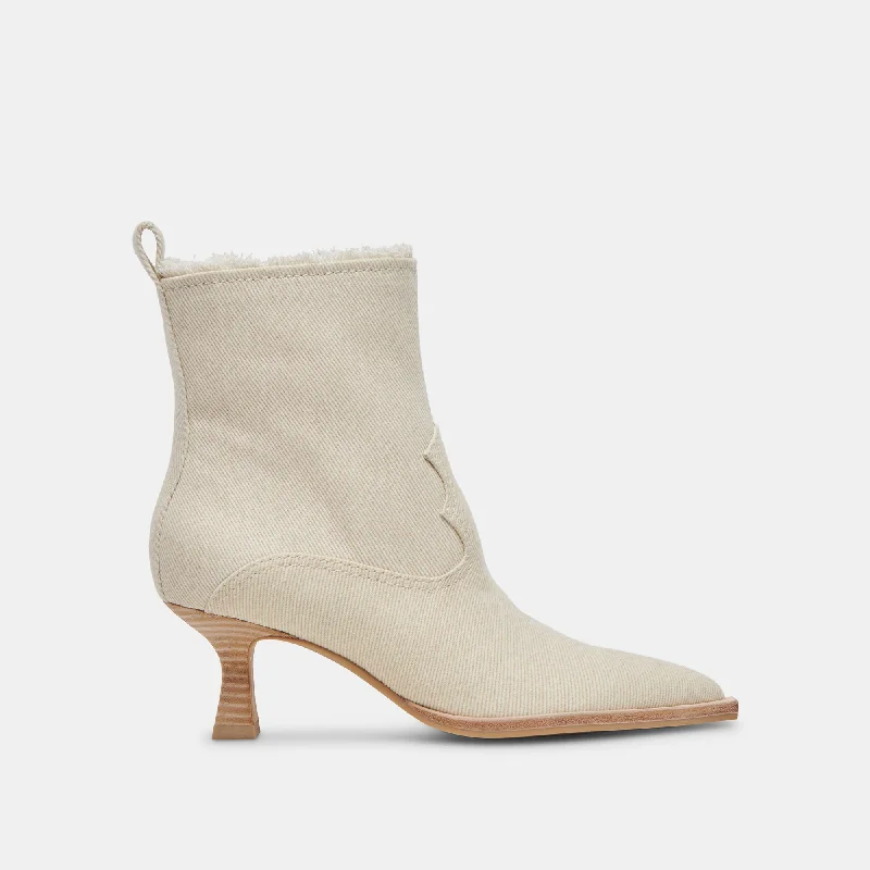 women's booties with fringeAUSTIN BOOTS IVORY DENIM