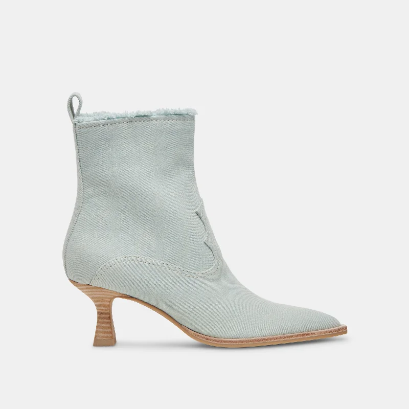 women's booties for tall womenAUSTIN BOOTS LIGHT BLUE DENIM
