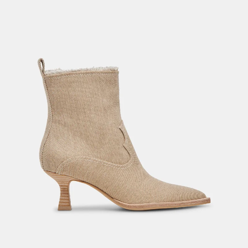 women's booties with zippersAUSTIN BOOTS SESAME DENIM