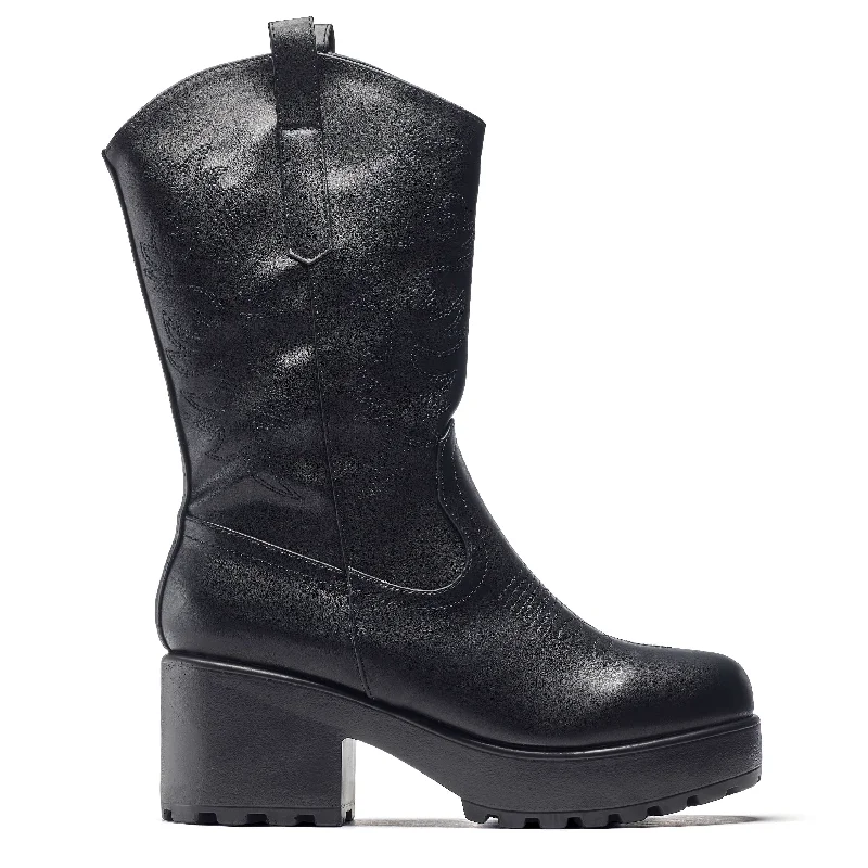 Women's arch - support chunky boots for comfortWINTU Long Chunky Western Boots