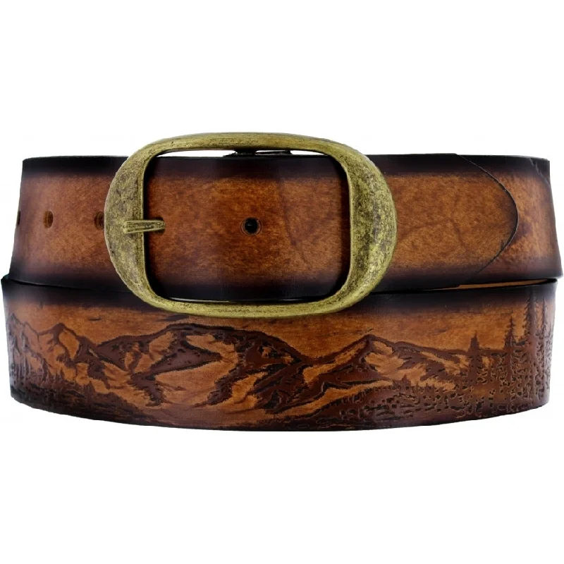 women's cowboy boots with square toeBrighton Natural/Brown Eagle/Sun Etched Belt for Men