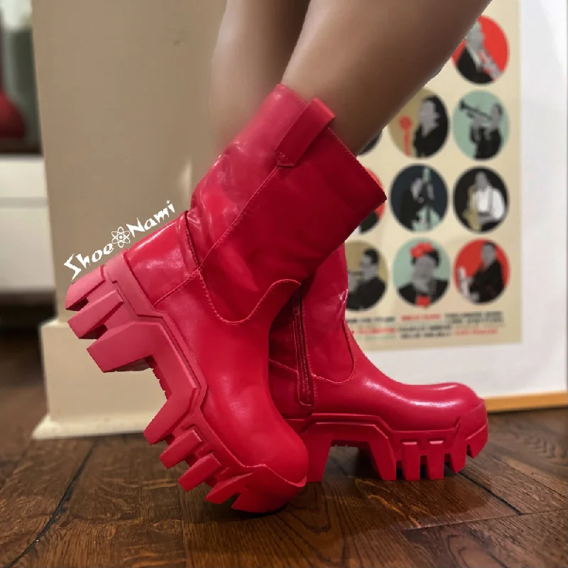 women's booties with unique strapsBUNKER-1 Red