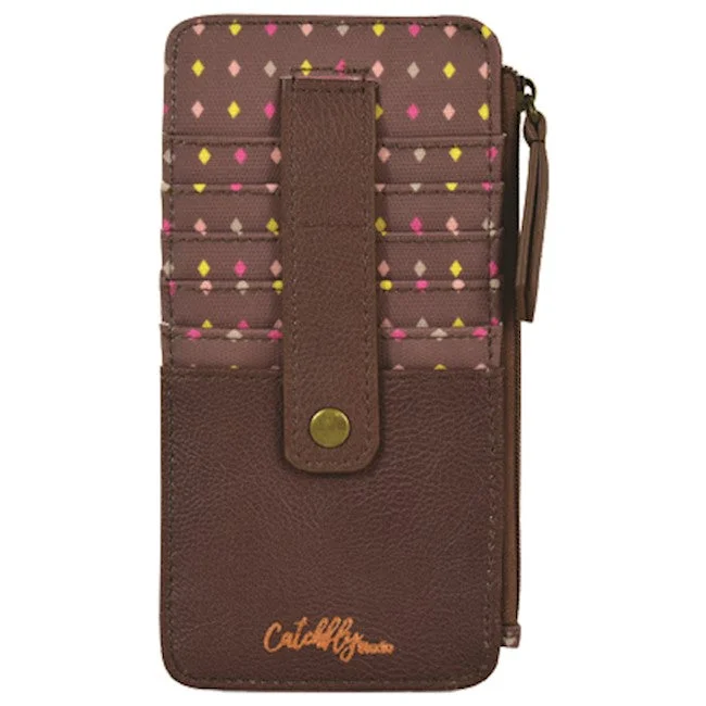 women's moto boots for motorcycle ridingCatchFly Brown Diamond Print Card Wallet