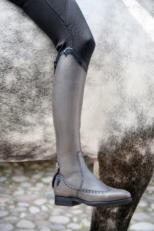 Women's gray metallic tall boots for a futuristic styleCATE Design Your Own