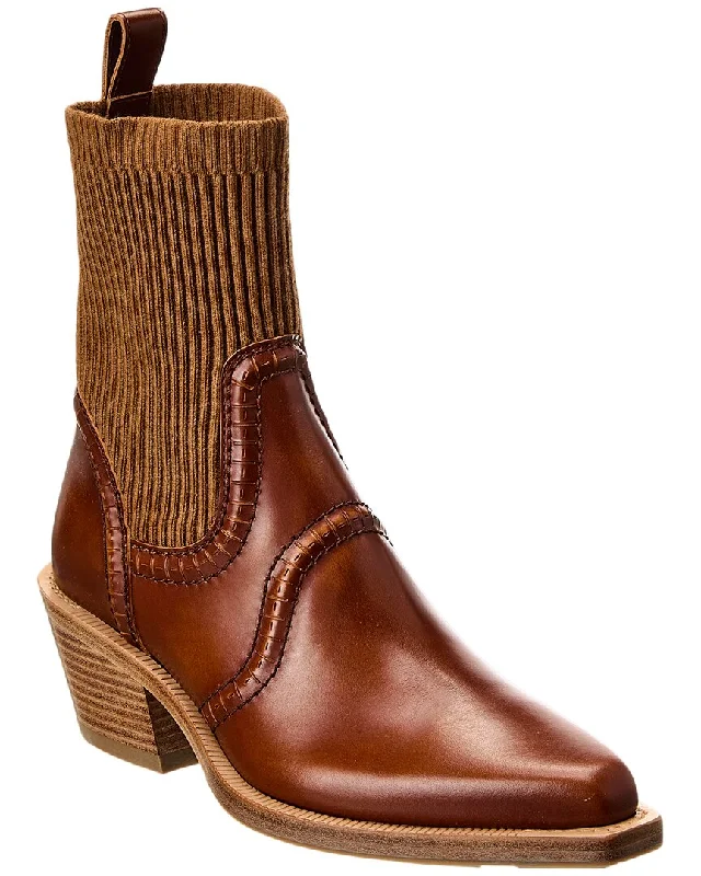 women's heeled bootiesChloé Nellie Texan Leather Bootie