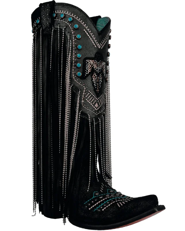 women's cowgirl boots with floral inlayCorral Black Embroidery Crystal Eagle Lamb Fringe C4087 women's cowgirl boots with floral inlayCorral Black Embroidery Crystal Eagle Lamb Fringe C4087