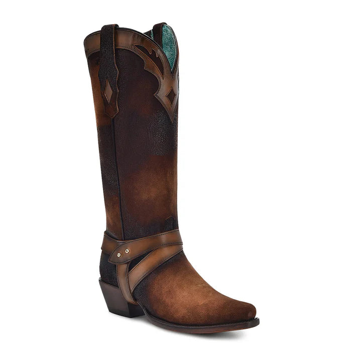 women's waterproof moto bootsCORRAL DARK BROWN LAMB EMBROIDERY & HARNESS POINTED TOE BOOT F1369 women's waterproof moto bootsCORRAL DARK BROWN LAMB EMBROIDERY & HARNESS POINTED TOE BOOT F1369