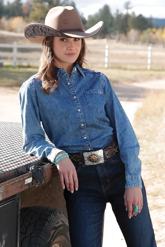 women's combat-style moto bootsCruel Girl Embroidered Denim Snap Western Blouse for Women women's combat-style moto bootsCruel Girl Embroidered Denim Snap Western Blouse for Women