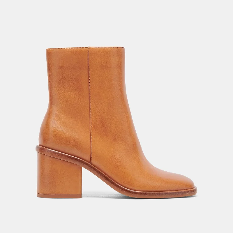 women's booties with metallic finishDAPPER BOOTIES TAN LEATHER
