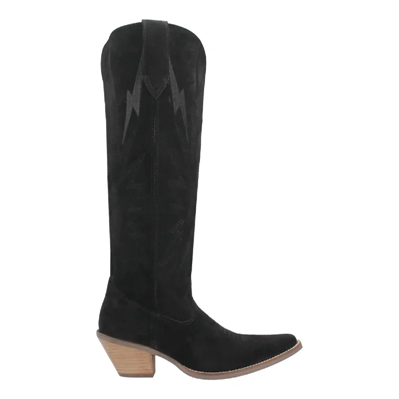 women's cowgirl boots with floral inlayDingo Women's DI597 Thunder Road Black