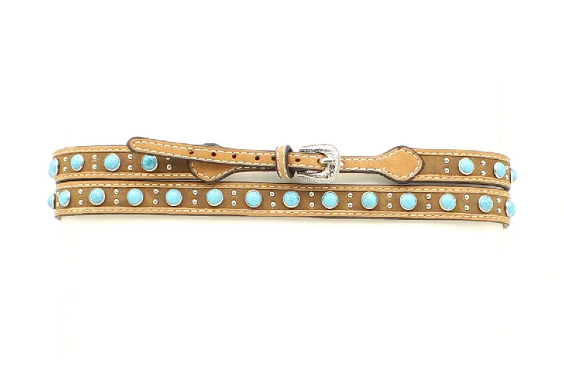 women's cowboy boots for tall womenDistressed Medium Brown Adjustable Leather Hatband with Round Turquoise Stones & Silver Studs women's cowboy boots for tall womenDistressed Medium Brown Adjustable Leather Hatband with Round Turquoise Stones & Silver Studs