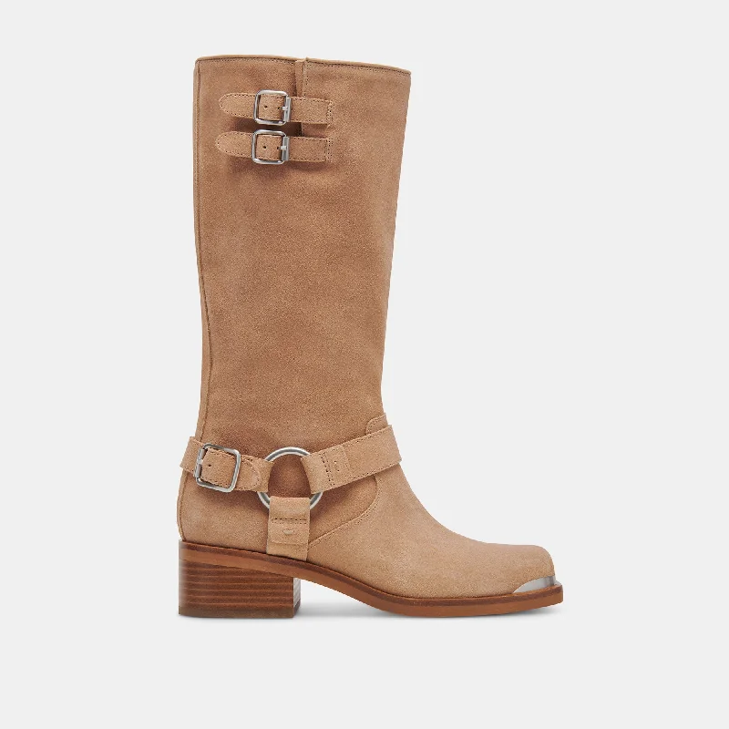 women's booties with combat styleEVI BOOTS MUSHROOM SUEDE