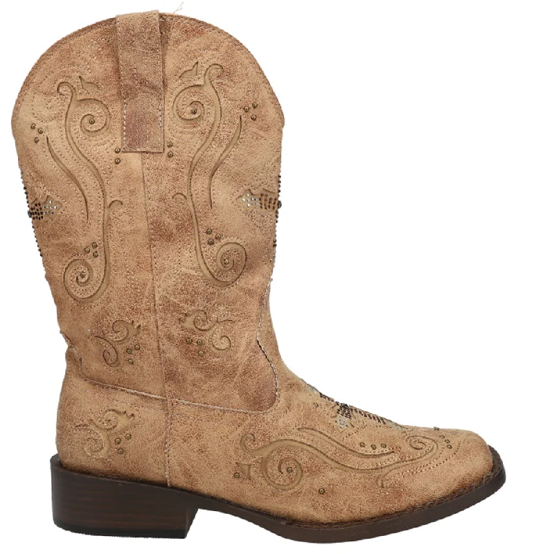 women's cowboy boots with low heelFaith Rhinestone Square Toe Cowboy Boots