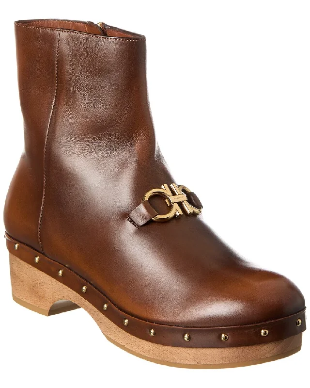 women's booties with studsFerragamo Leather Bootie